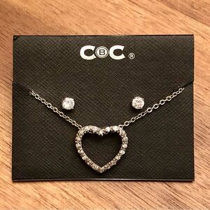 CBC | Heart Pendant and Earrings Set | 17” Adjustable